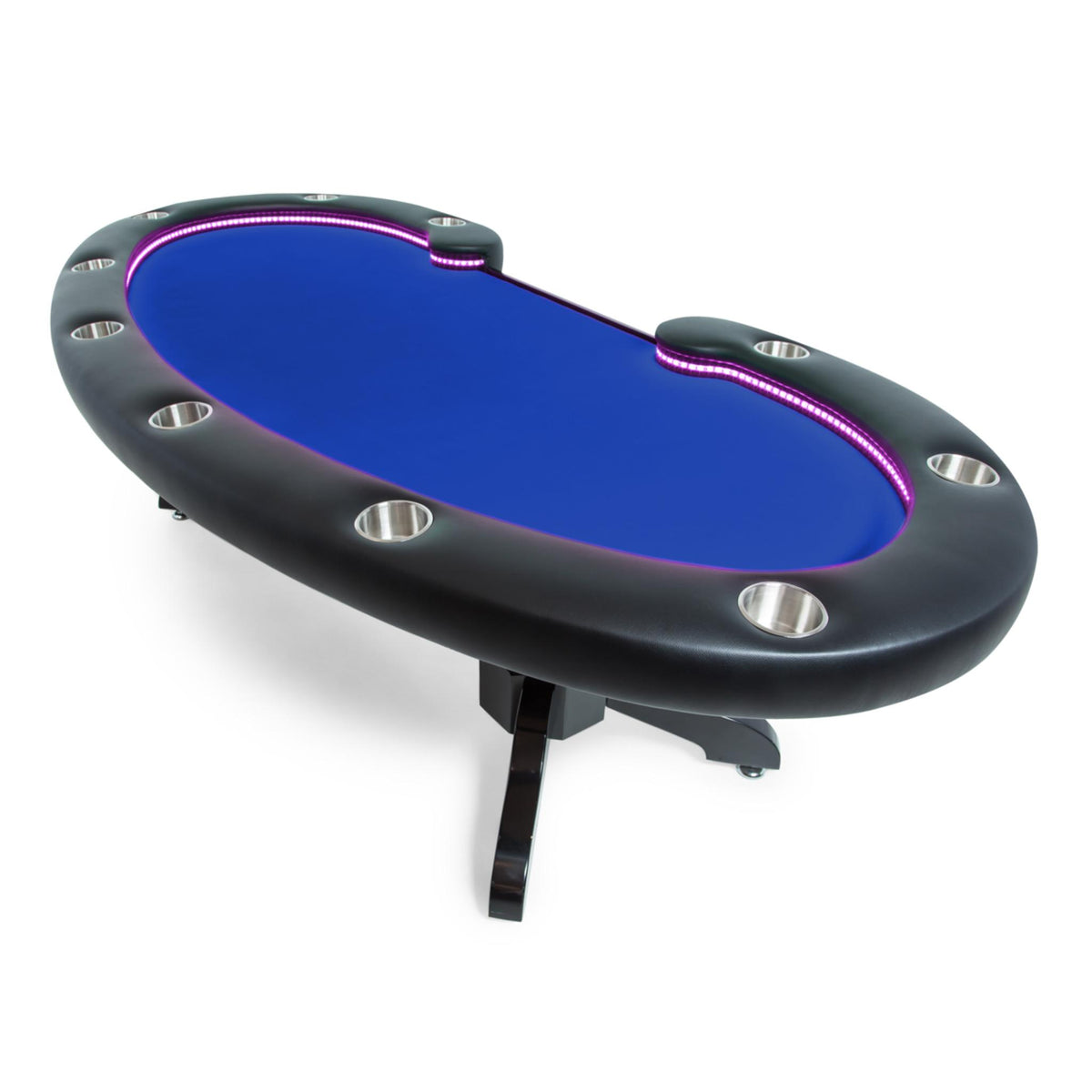 BBO Poker Tables Lumen HD LED Texas Hold’em poker table with green velveteen surface and illuminated accents for a premium gaming experience.
