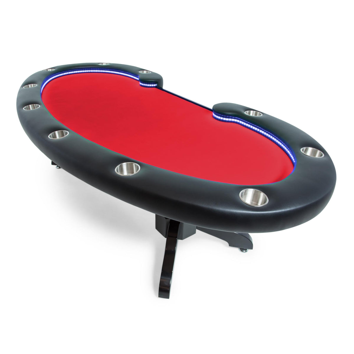 BBO Poker Tables Lumen HD LED Texas Hold’em poker table with green velveteen surface and illuminated edges for a premium gaming experience.