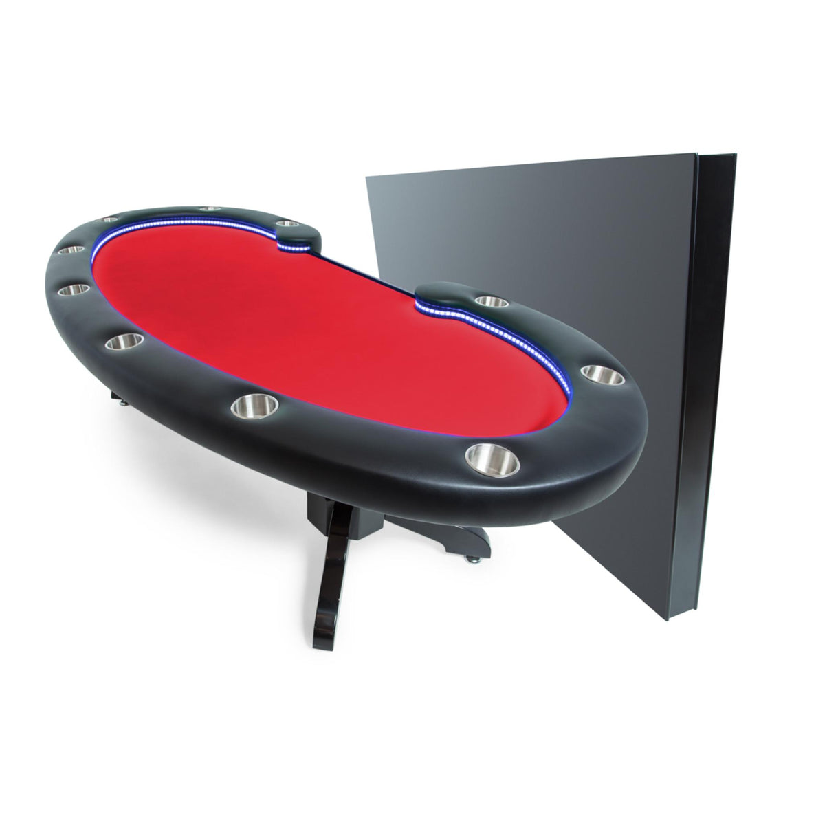 BBO Poker Tables Lumen HD LED Texas Hold’em poker table with green velveteen surface and illuminated edges.