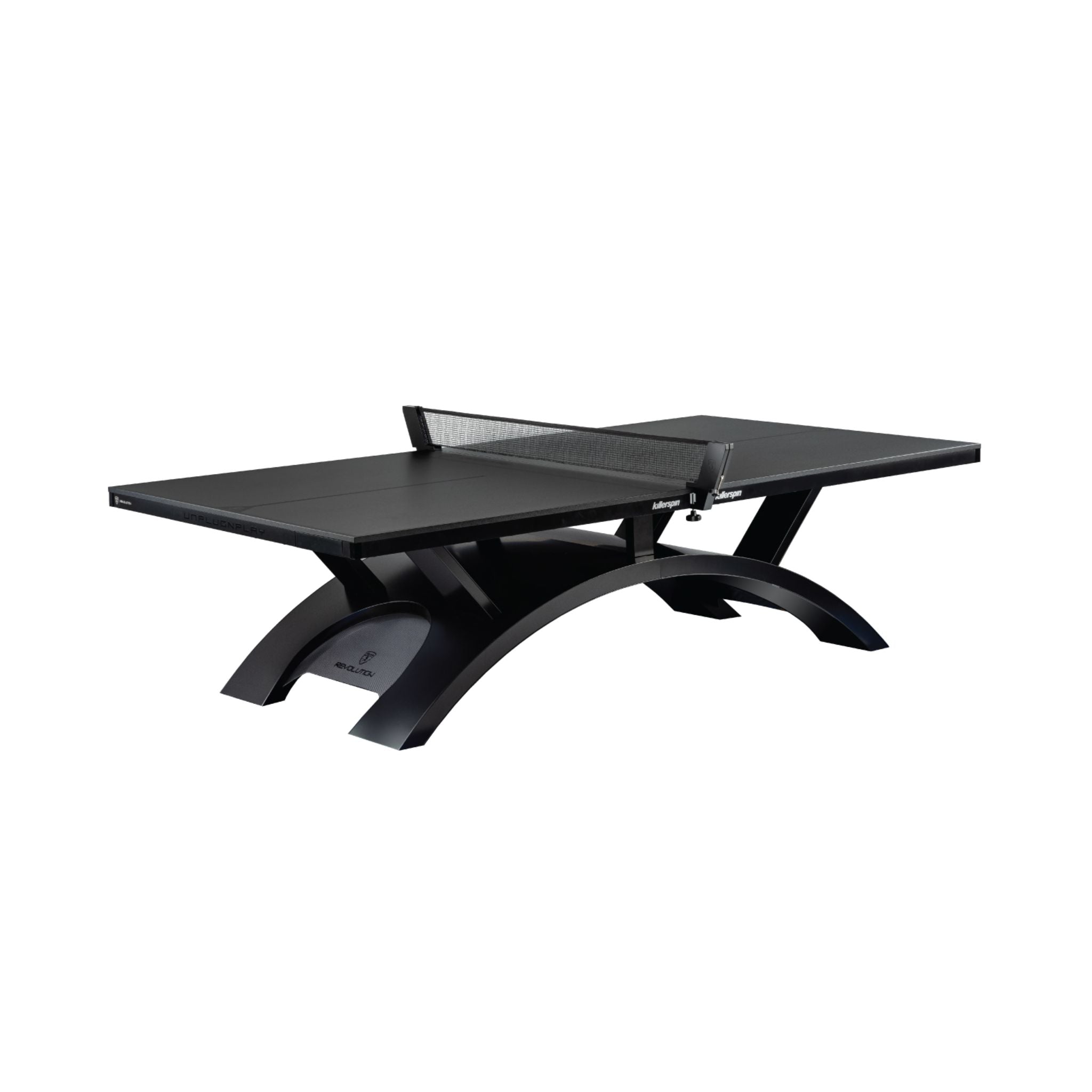 Killerspin Revolution SVR BlackSteel 2025 Edition ping pong table with sleek black surface and sturdy frame, perfect for competitive table tennis.
