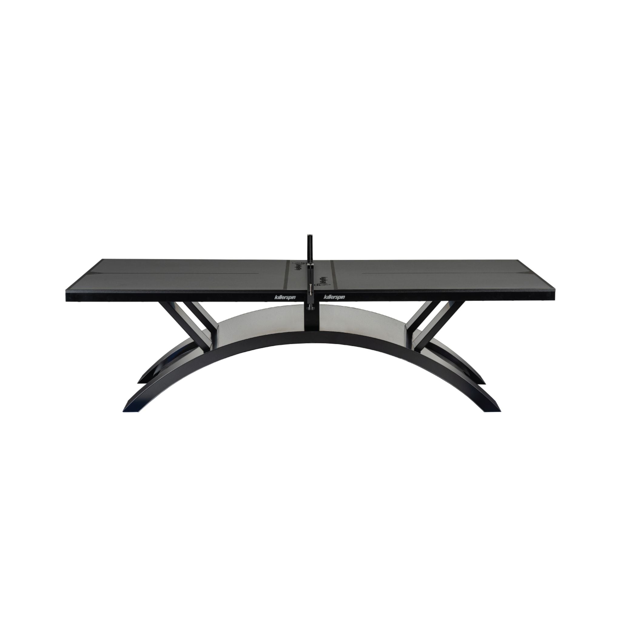 Killerspin Revolution SVR BlackSteel 2025 Edition ping pong table with black finish and sturdy net for competitive table tennis play.