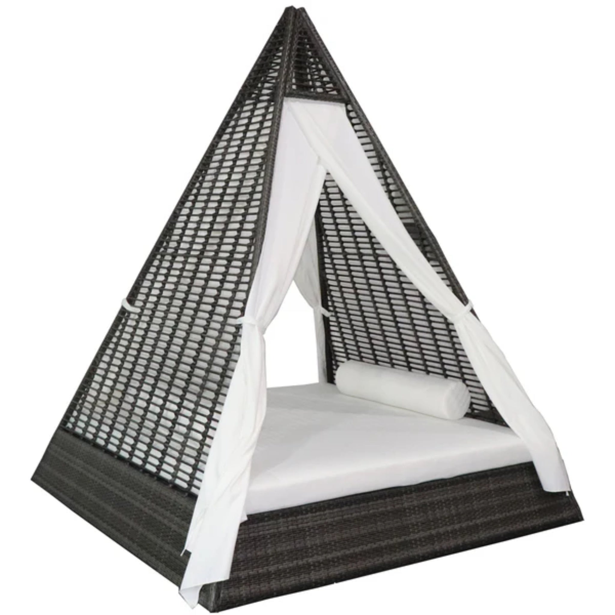 Panama Jack Outdoor Helios luxury wicker outdoor daybed with plush cushions for patio lounging.