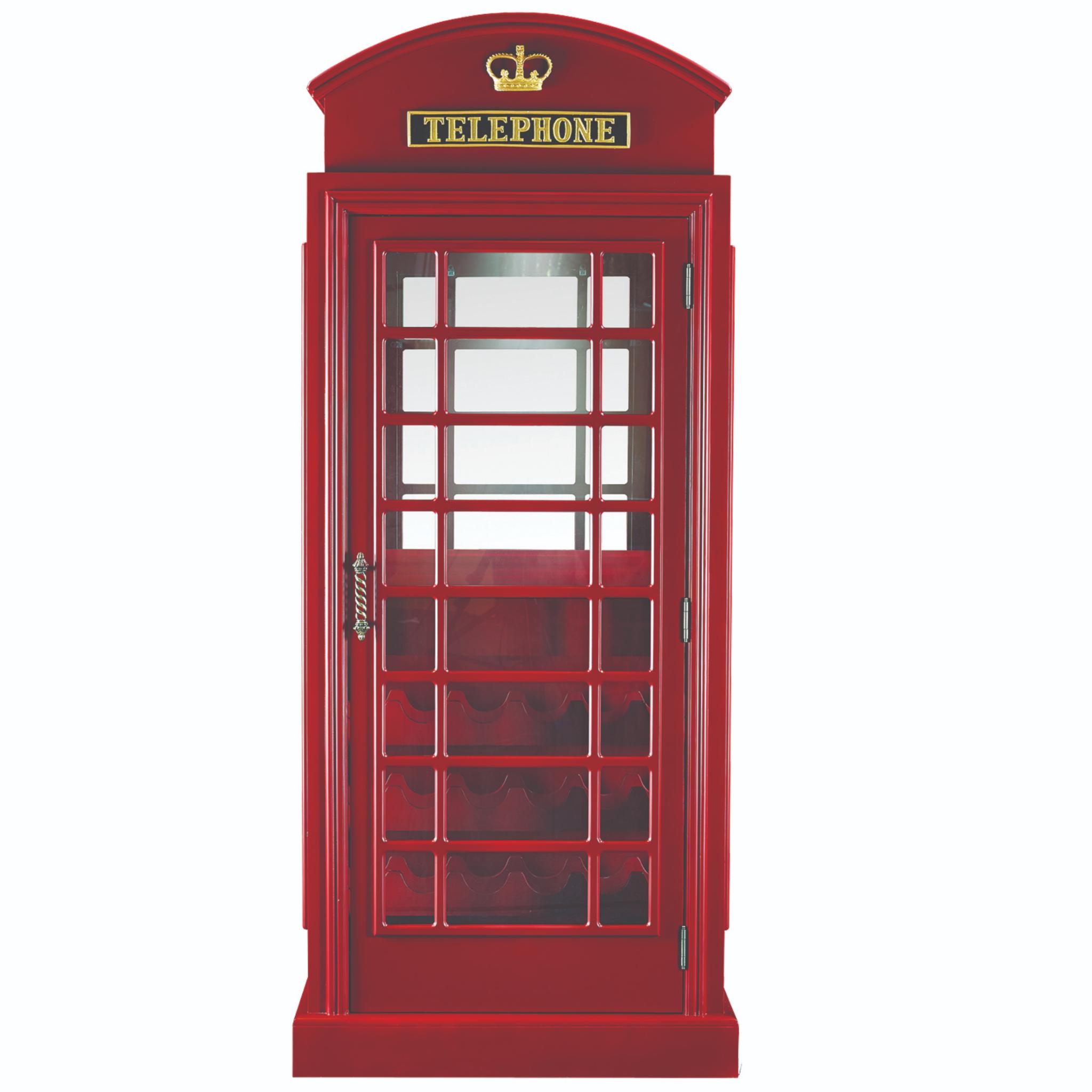 Ram Game Room vintage pub-style English phone booth bar cabinet, black liquor cabinet with classic pub design for game rooms.
