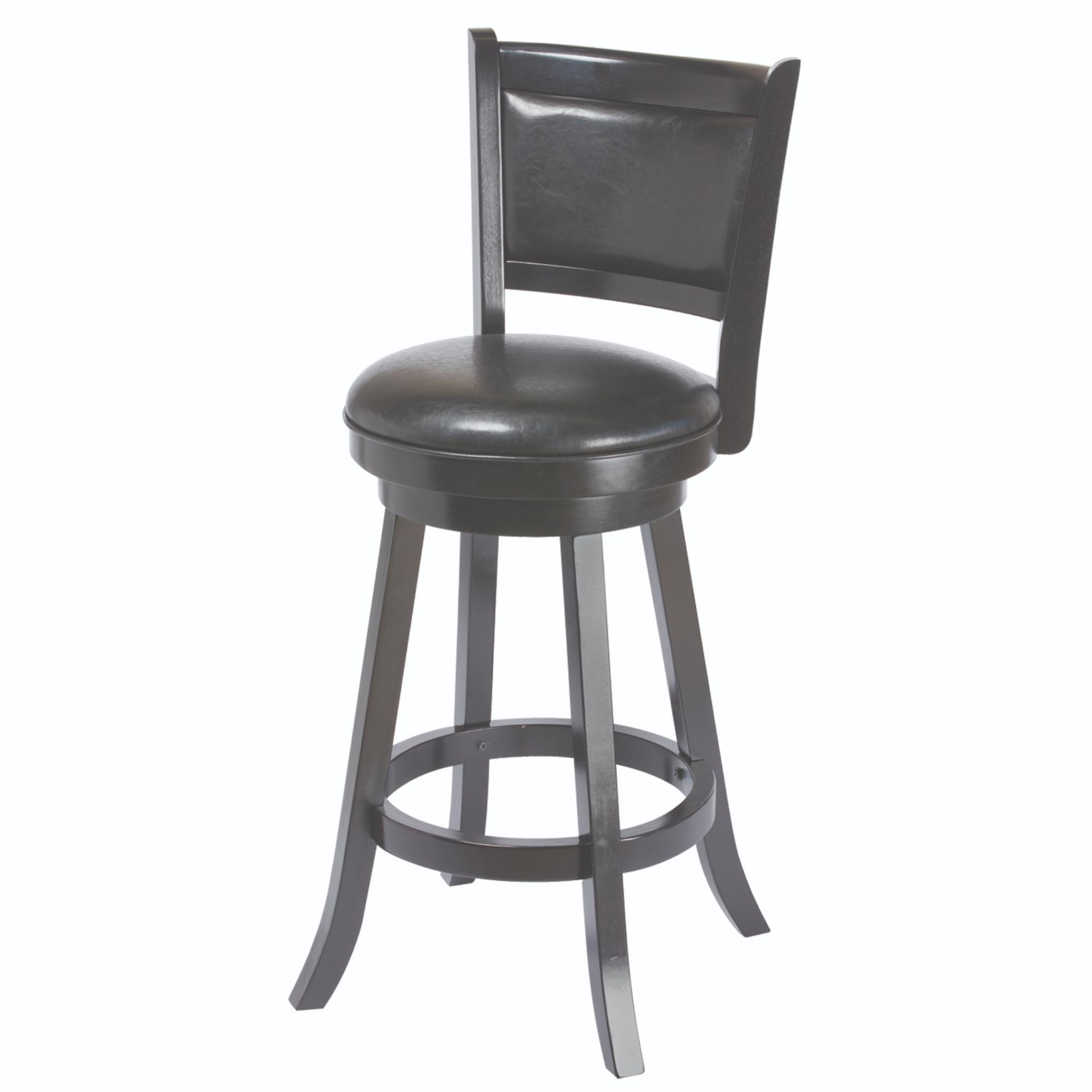 Ram Game Room padded back swivel bar stool in cappuccino finish, featuring a comfortable seat and sturdy design for game rooms or bars.
