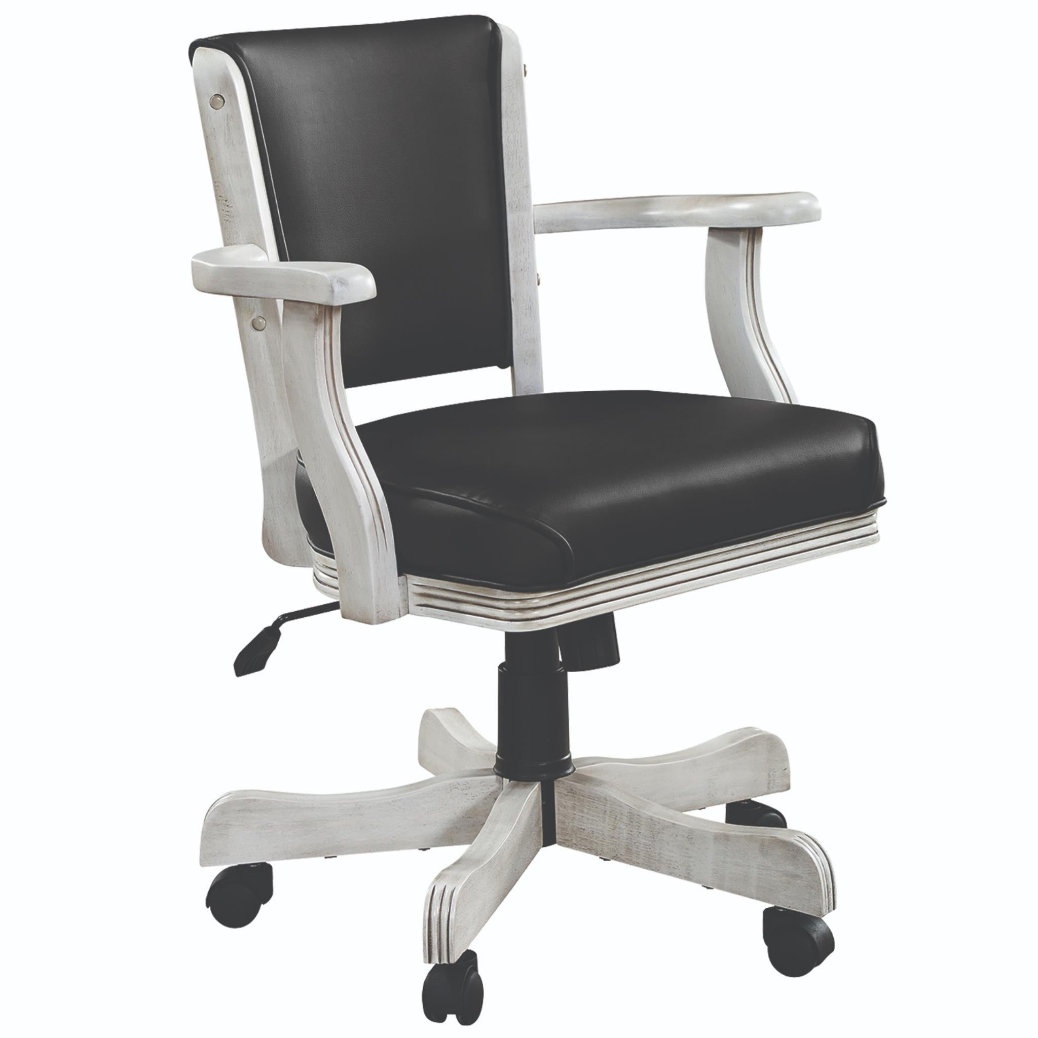 Ram Game Room swivel game chair with cushioned seat and backrest, part of a 6-piece gaming and dining table set in cappuccino finish.