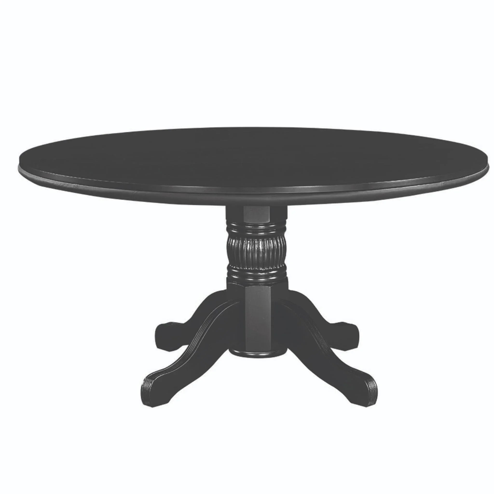 Ram Game Room 60-inch round convertible poker and dining table with antique white finish, featuring a smooth surface for gaming and dining.