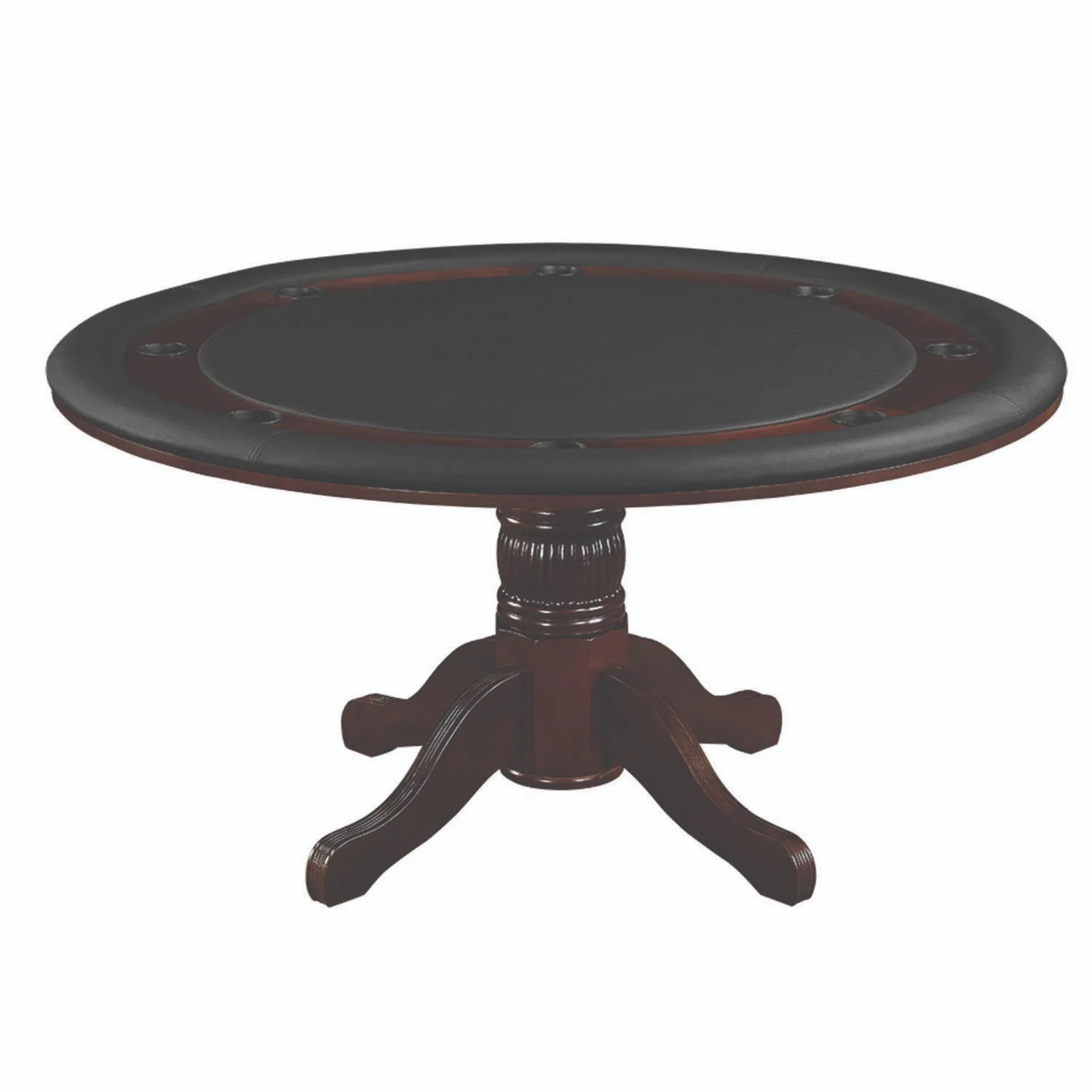 Ram Game Room 60-inch round convertible poker and dining table with antique white finish, showcasing dual-use game and dining surface.