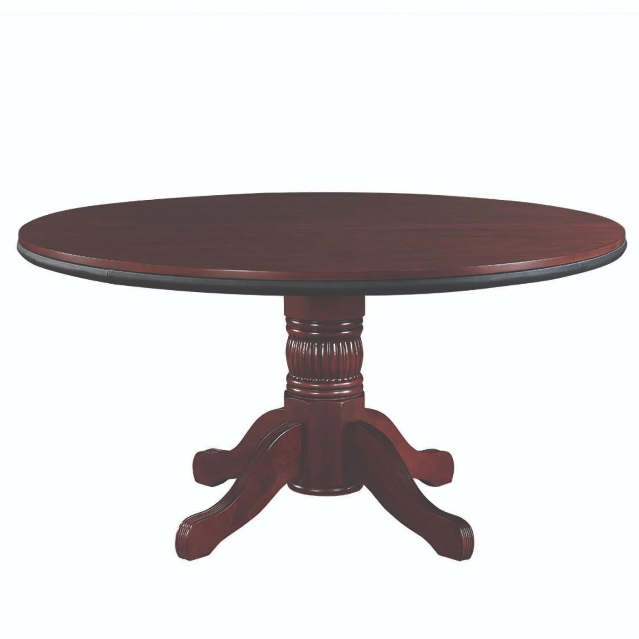 Round 60-inch Ram Game Room convertible poker table with antique white finish, combining poker and dining surfaces.