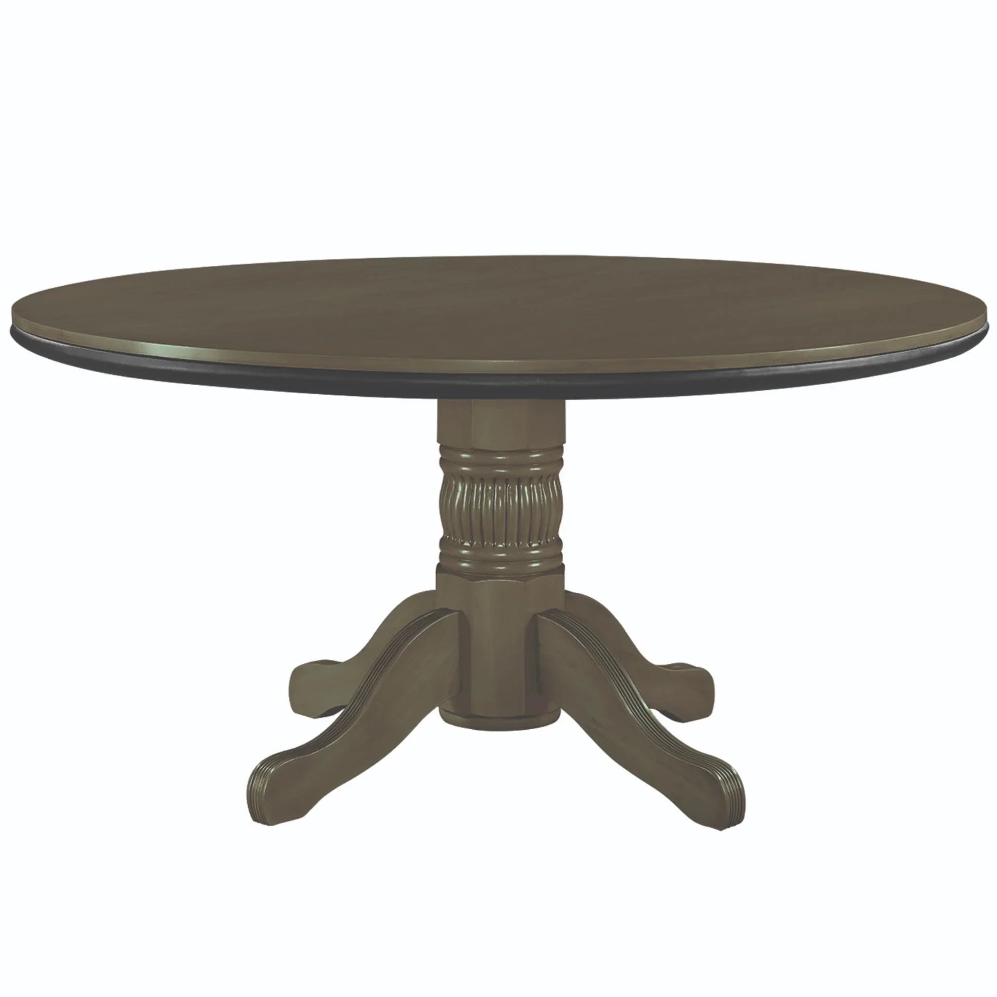 Ram Game Room 60-inch round convertible poker and dining table in antique white, featuring a versatile 2-in-1 game and dining surface.