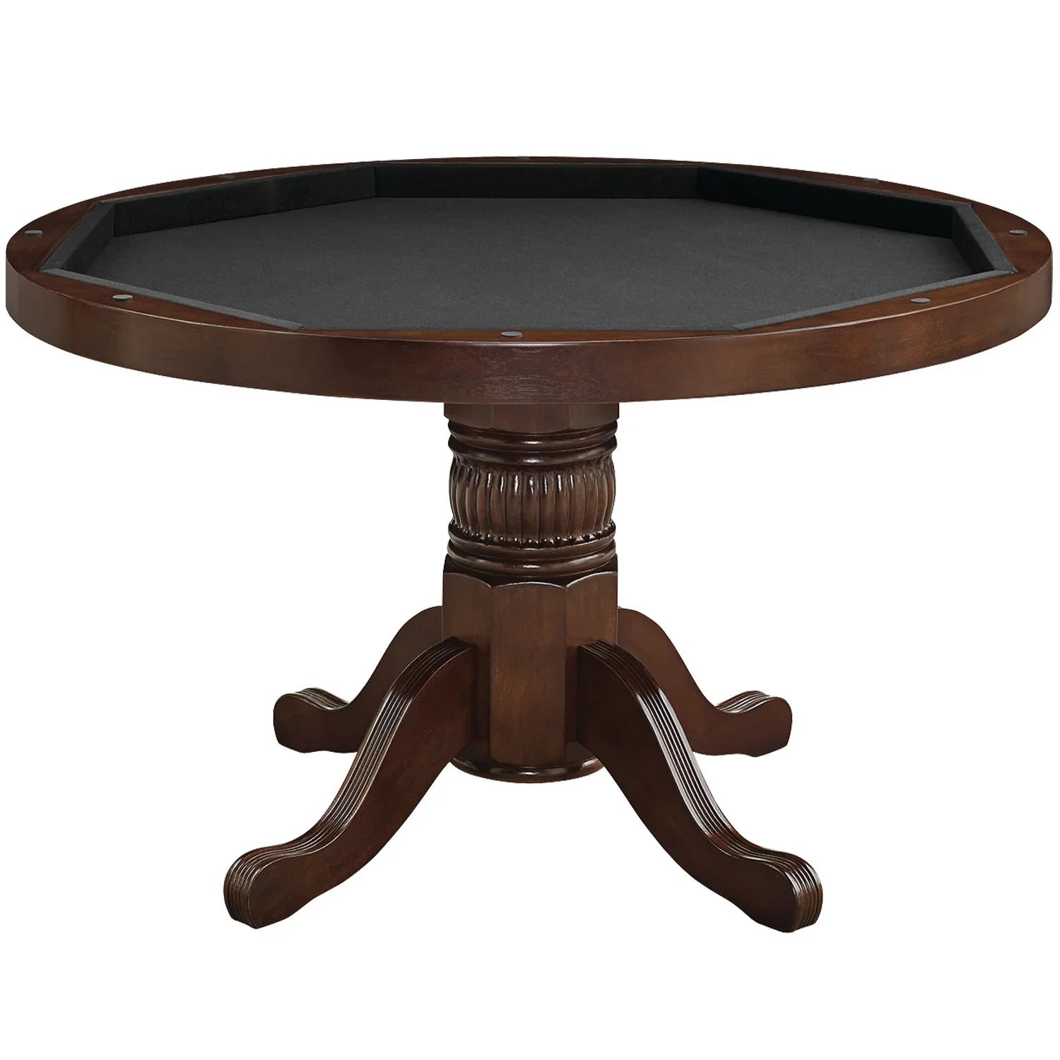 Ram Game Room 3-in-1 48-inch round game table featuring poker, dining, and storage with antique white finish.