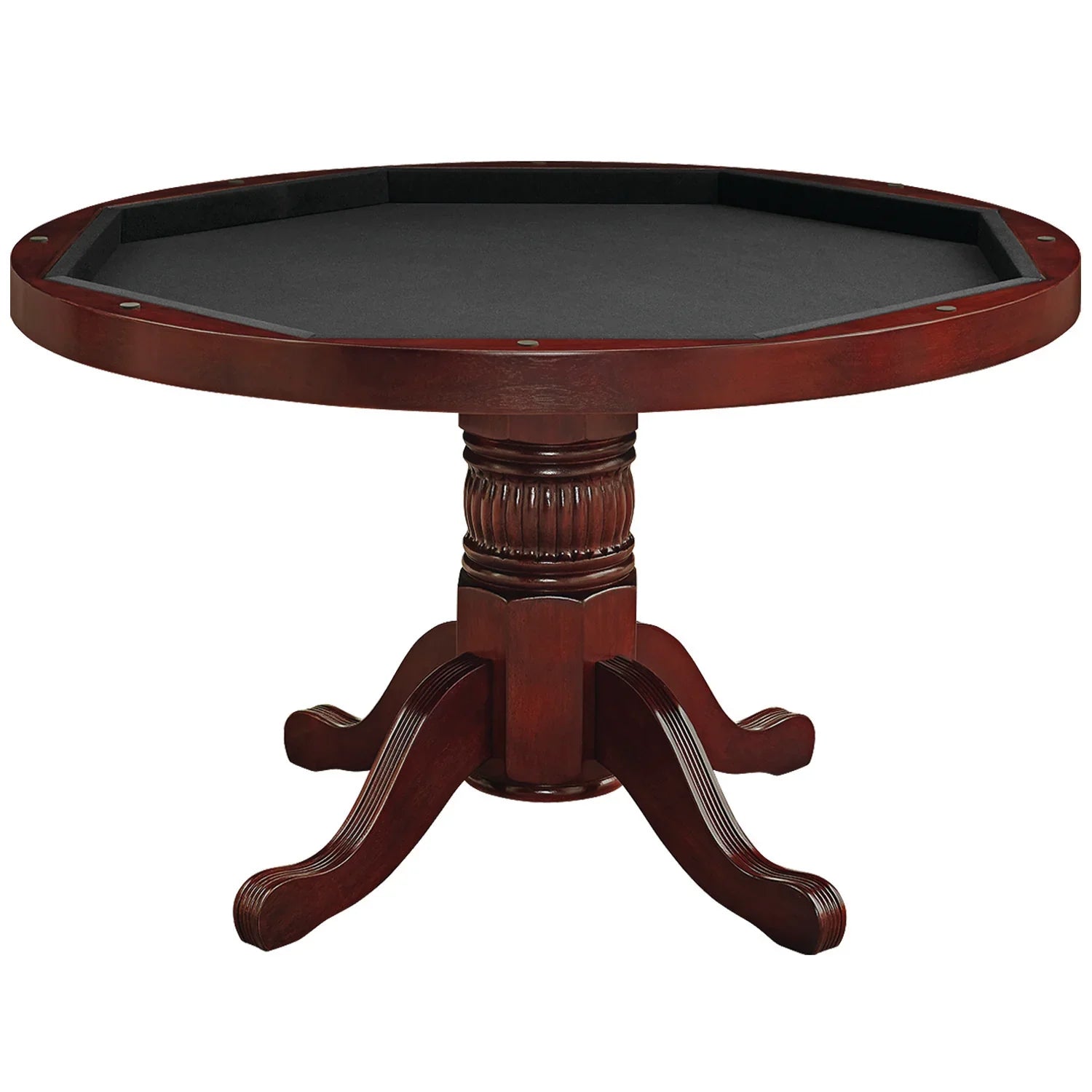 Ram Game Room 3-in-1 48-inch round poker, dining, and storage table in antique white with built-in game features.