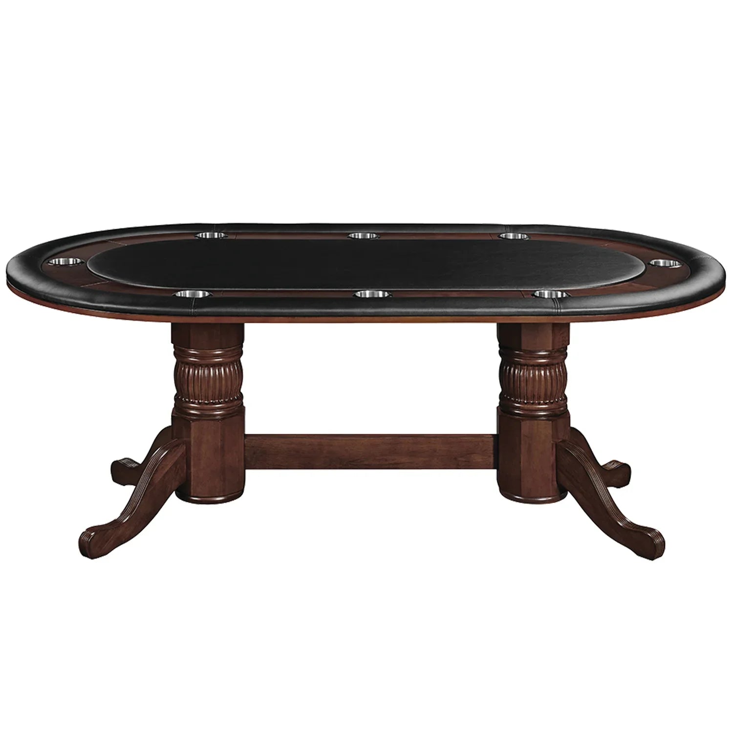 Antique white Ram Game Room Texas Hold’em poker table, 84-inch professional poker table with felt surface and built-in chip trays.