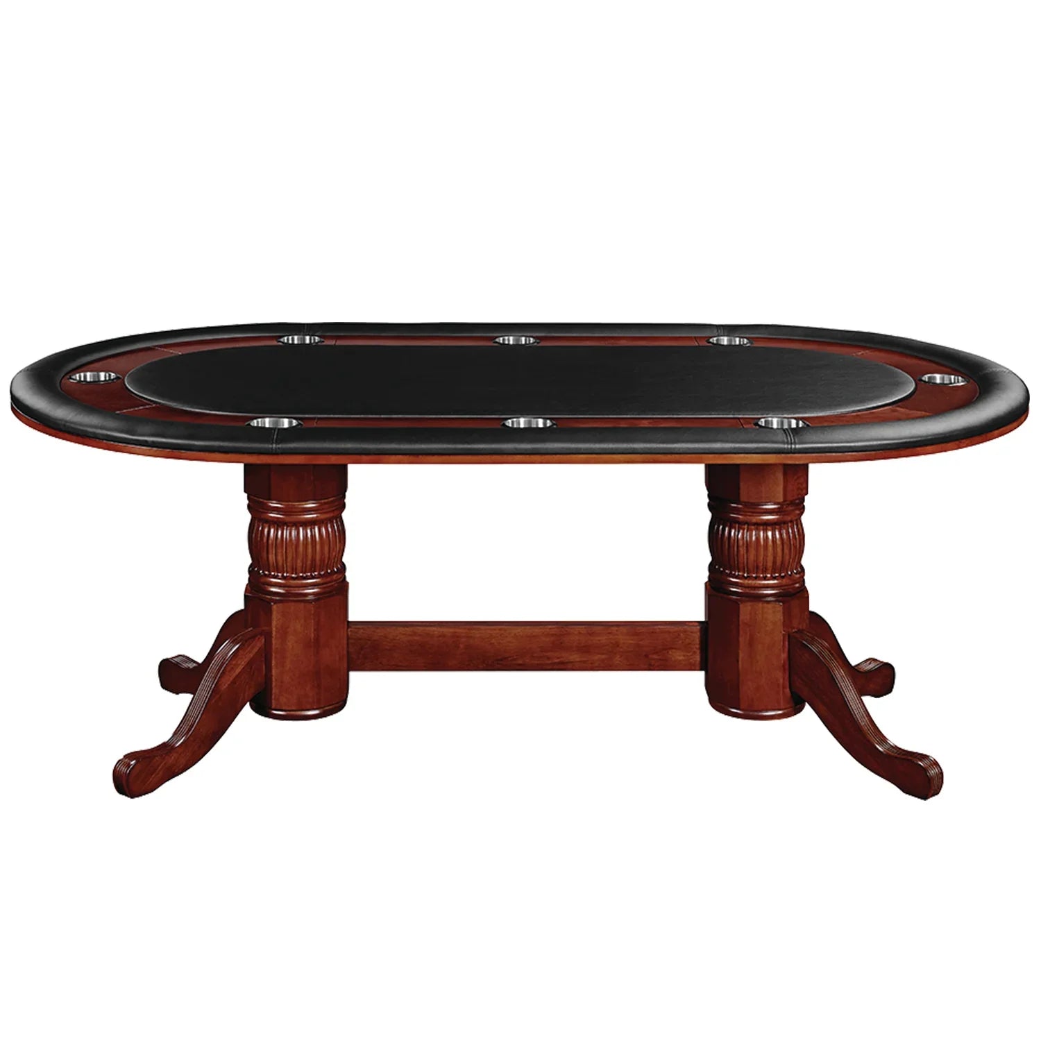 Antique white 84-inch Ram Game Room Texas Hold’em poker table with professional felt surface and built-in cup holders.