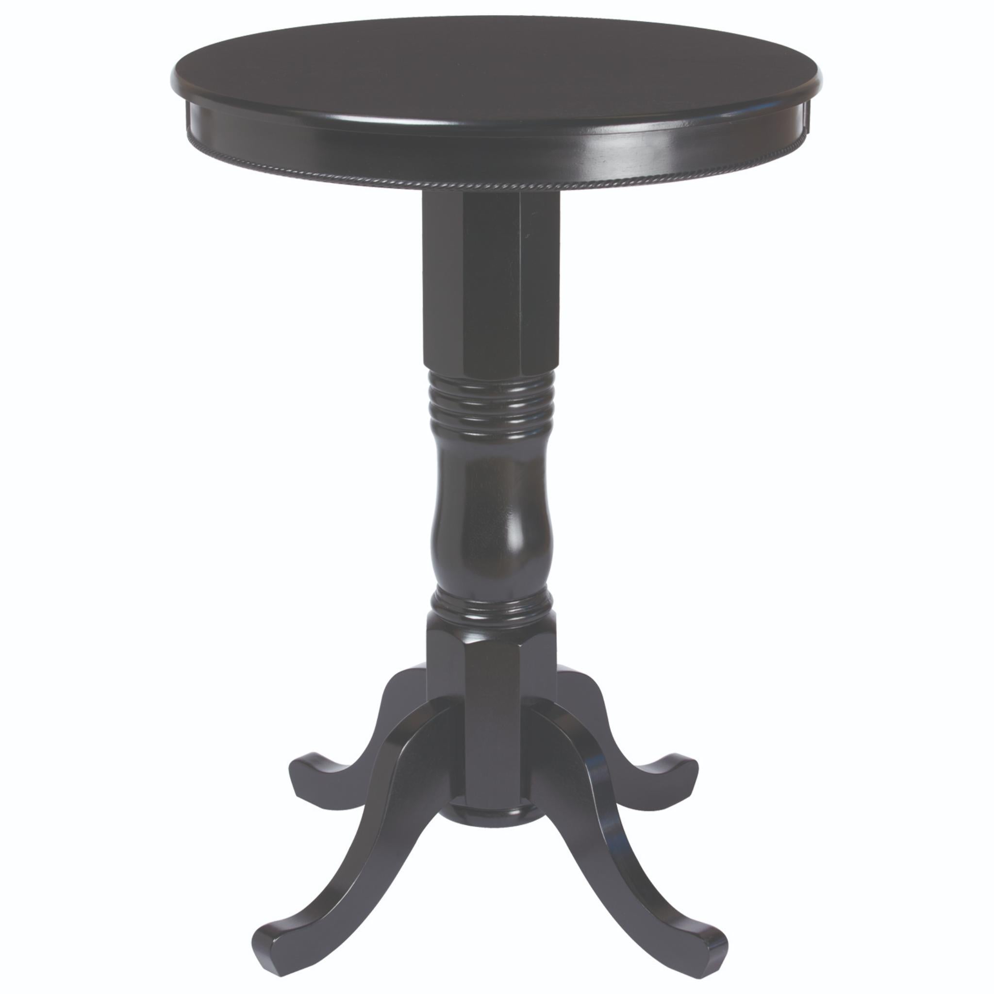 Ram Game Room English pub style round bar table in cappuccino finish, traditional pub design for game rooms and entertainment spaces.