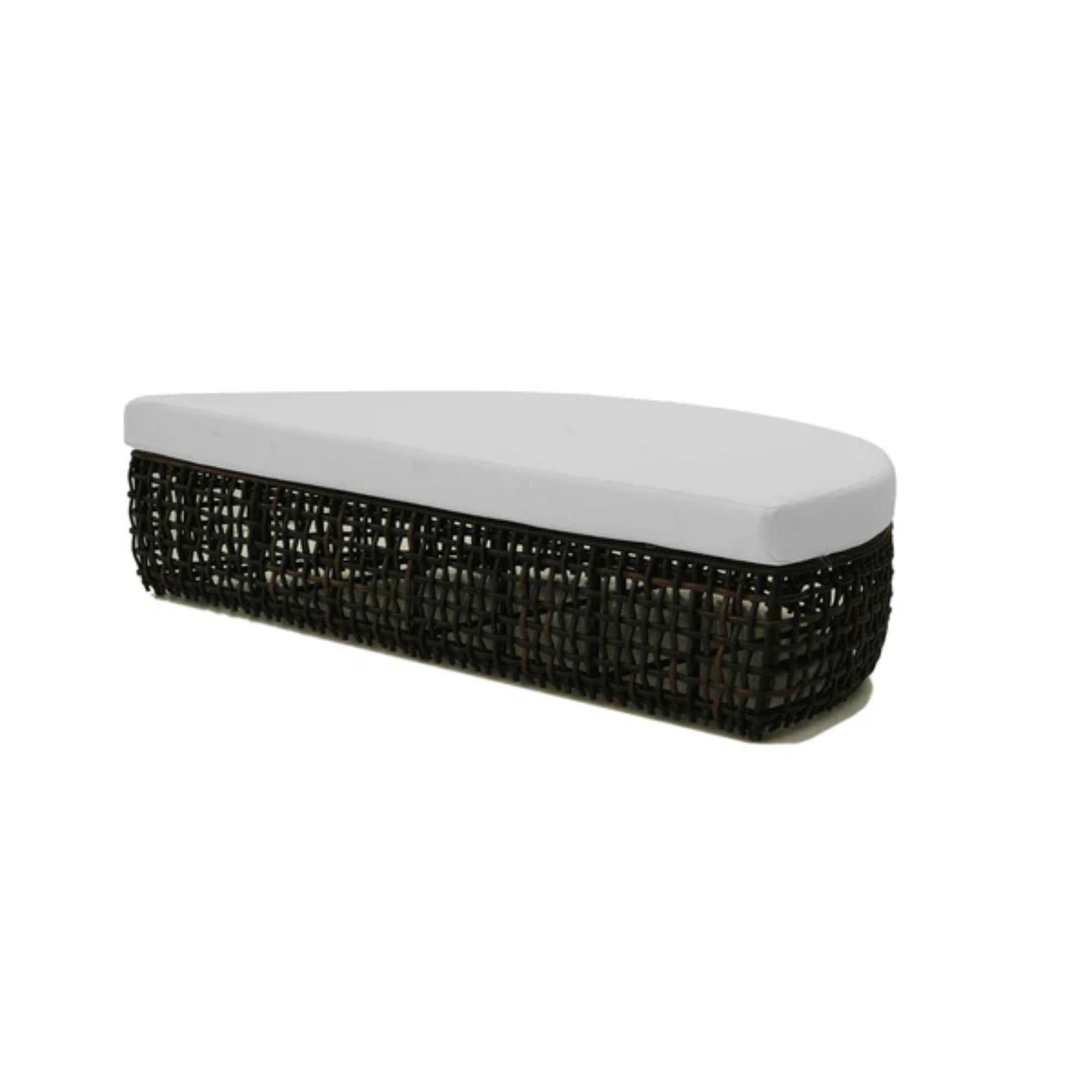 Black Skyline Design Dynasty outdoor daybed with canopy, mushroom woven fiber, luxurious 2-piece outdoor lounge set.