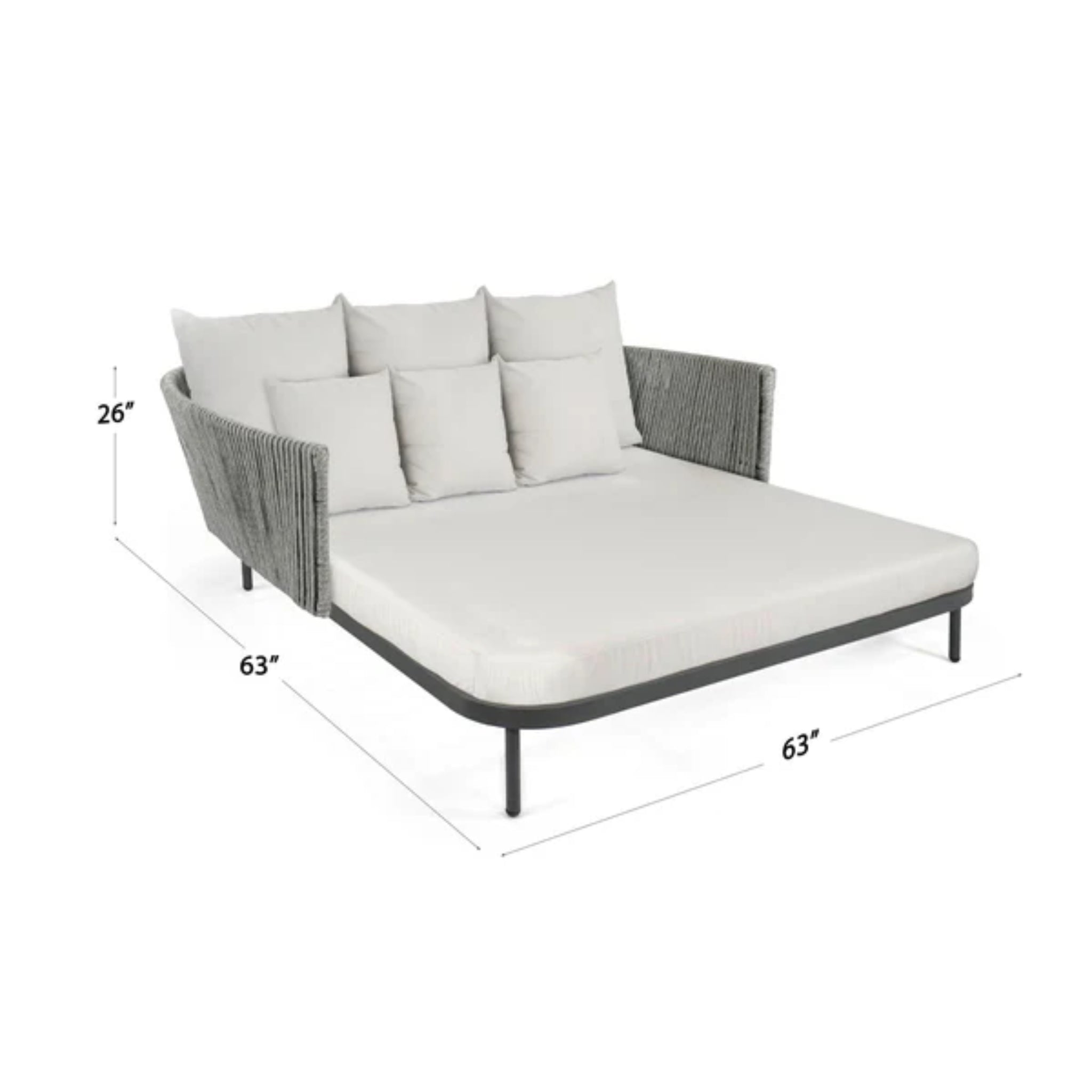 Skyline Design Boston outdoor daybed with light grey strap weave, luxurious seating for outdoor relaxation