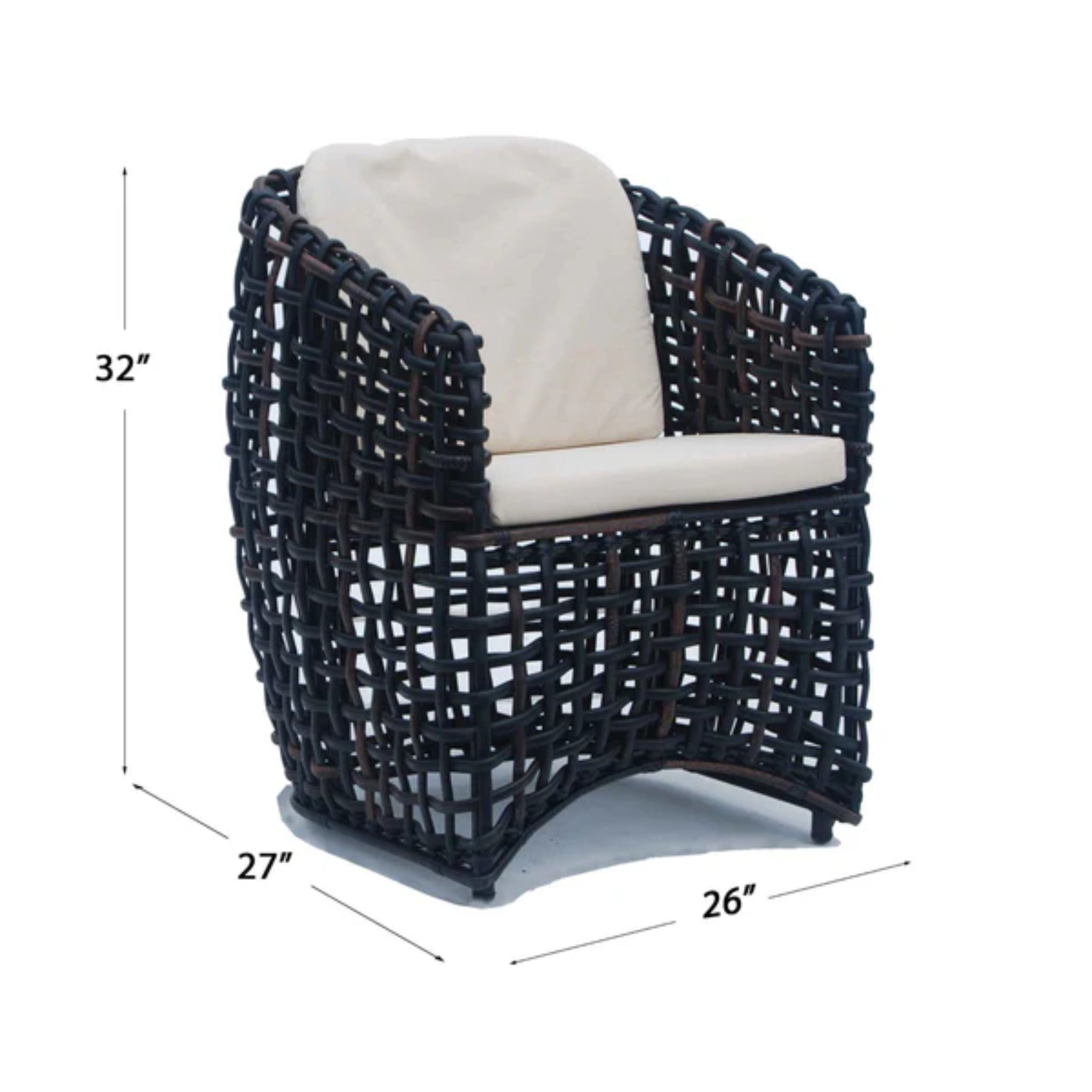 Skyline Design Dynasty outdoor dining armchair with mushroom woven fiber, modern design, suitable for outdoor dining spaces