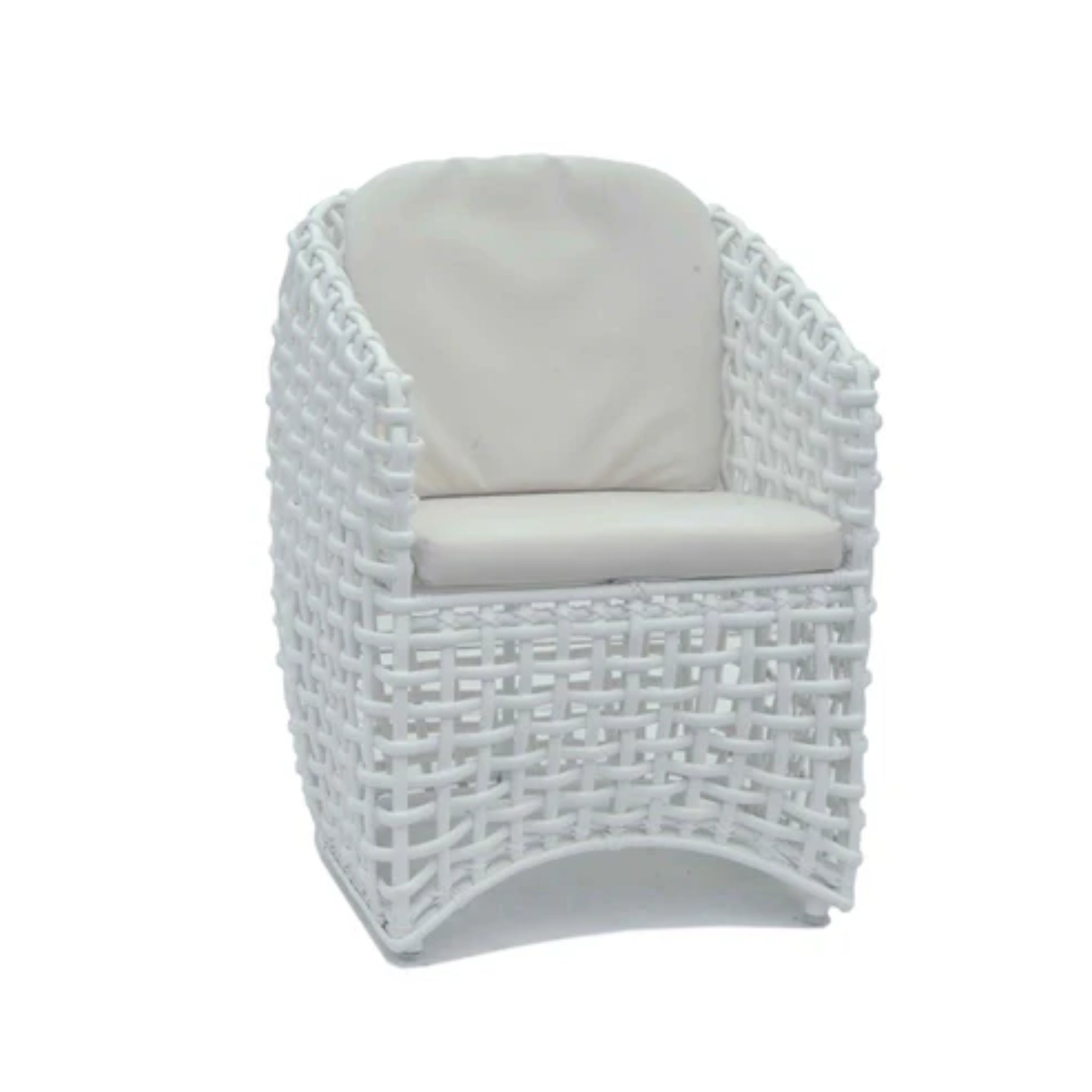 Skyline Design Dynasty outdoor dining armchair with mushroom woven fiber, featuring a stylish and comfortable design for outdoor dining spaces.