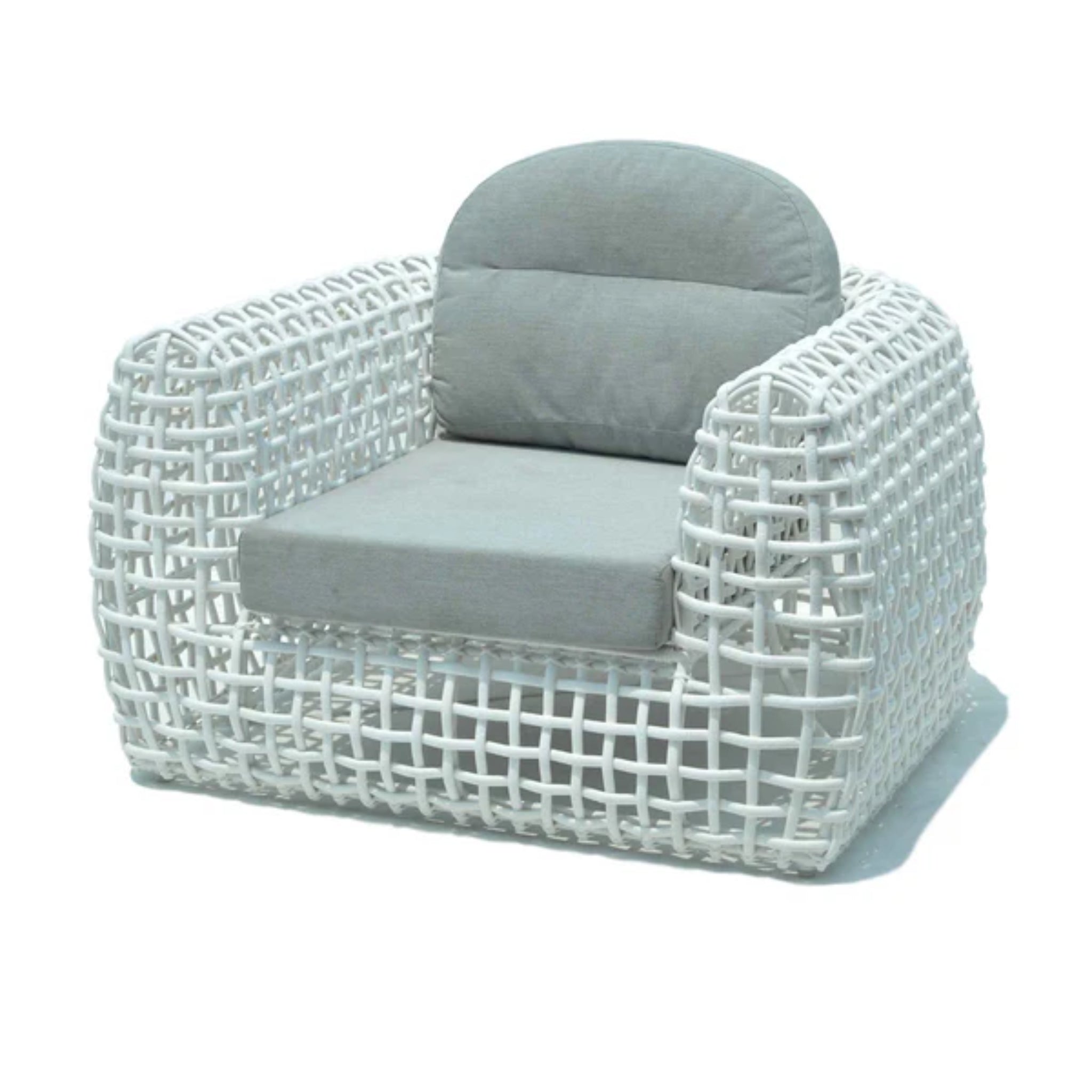 Skyline Design Dynasty outdoor lounge chair with mushroom woven fiber for patio, featuring a comfortable armchair design.