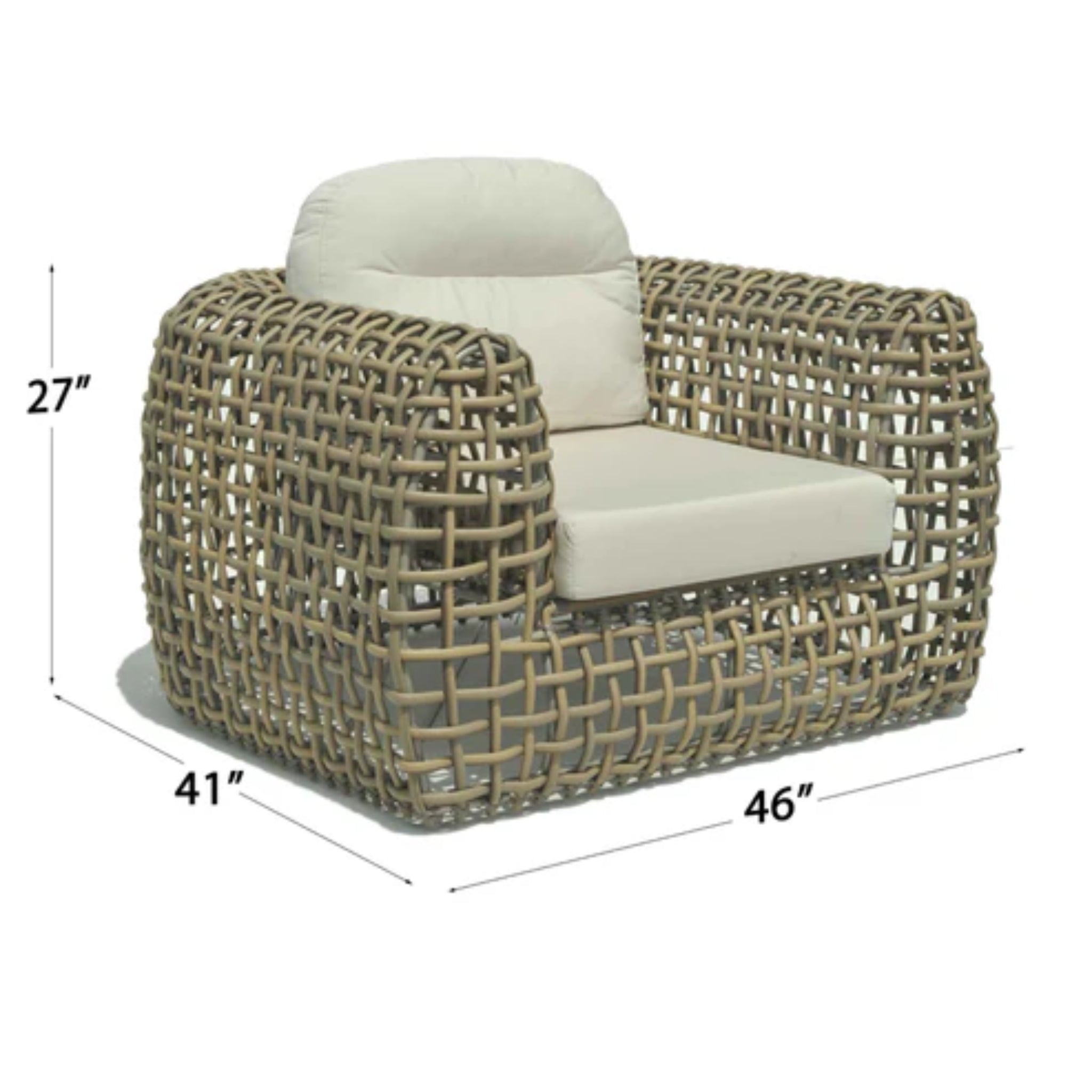 Skyline Design Dynasty outdoor lounge chair with mushroom-colored woven fiber patio armchair for relaxing outdoor seating.