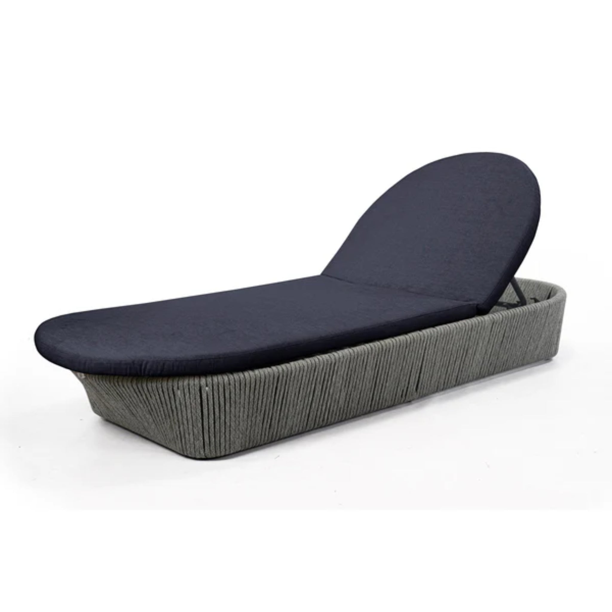 Skyline Design Boston outdoor chaise lounge with light grey strap weave, ideal for poolside relaxation and outdoor use