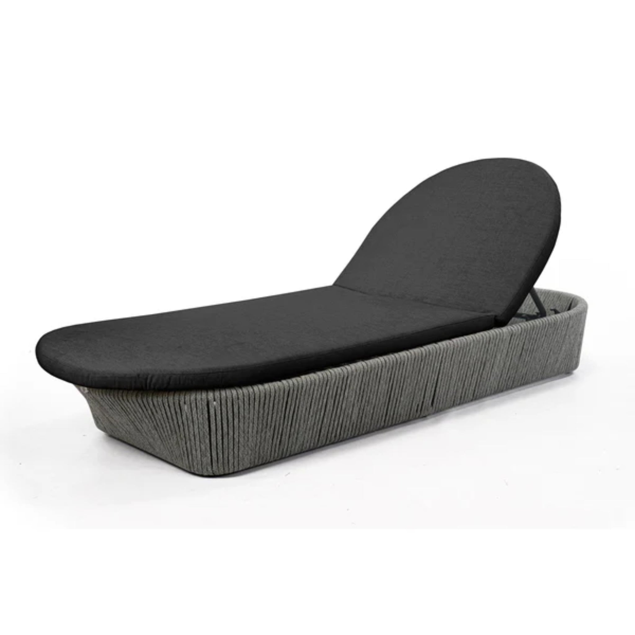 Skyline Design Boston outdoor chaise lounge with light grey strap weave, ideal for poolside relaxation and outdoor comfort.