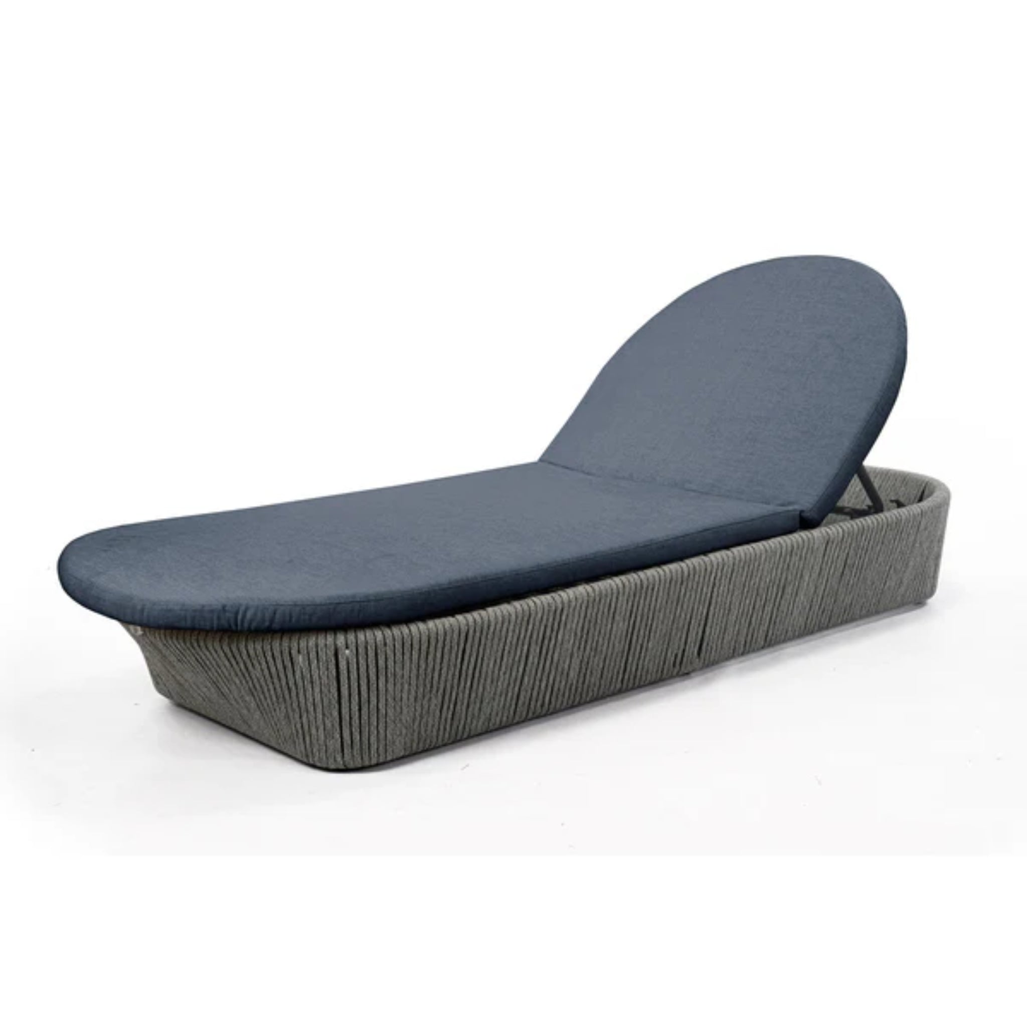 Skyline Design Boston outdoor chaise lounge with light grey strap weave, ideal for poolside relaxation and outdoor lounging.