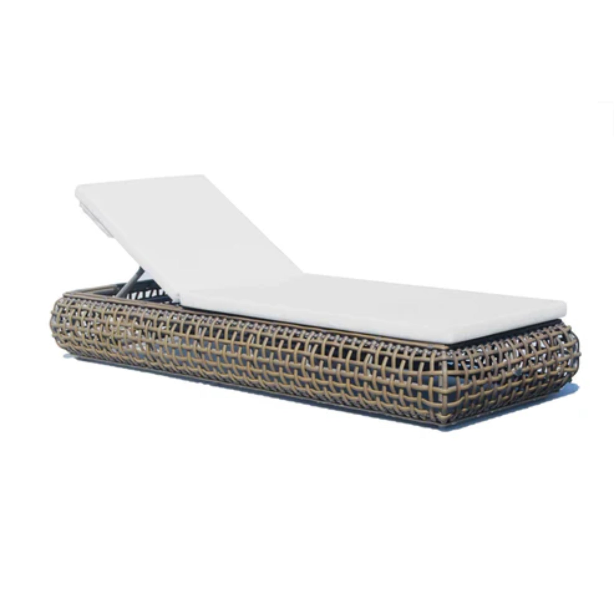 Skyline Design Dynasty outdoor lounge chair with mushroom woven fiber, patio armchair for relaxing outdoor seating.