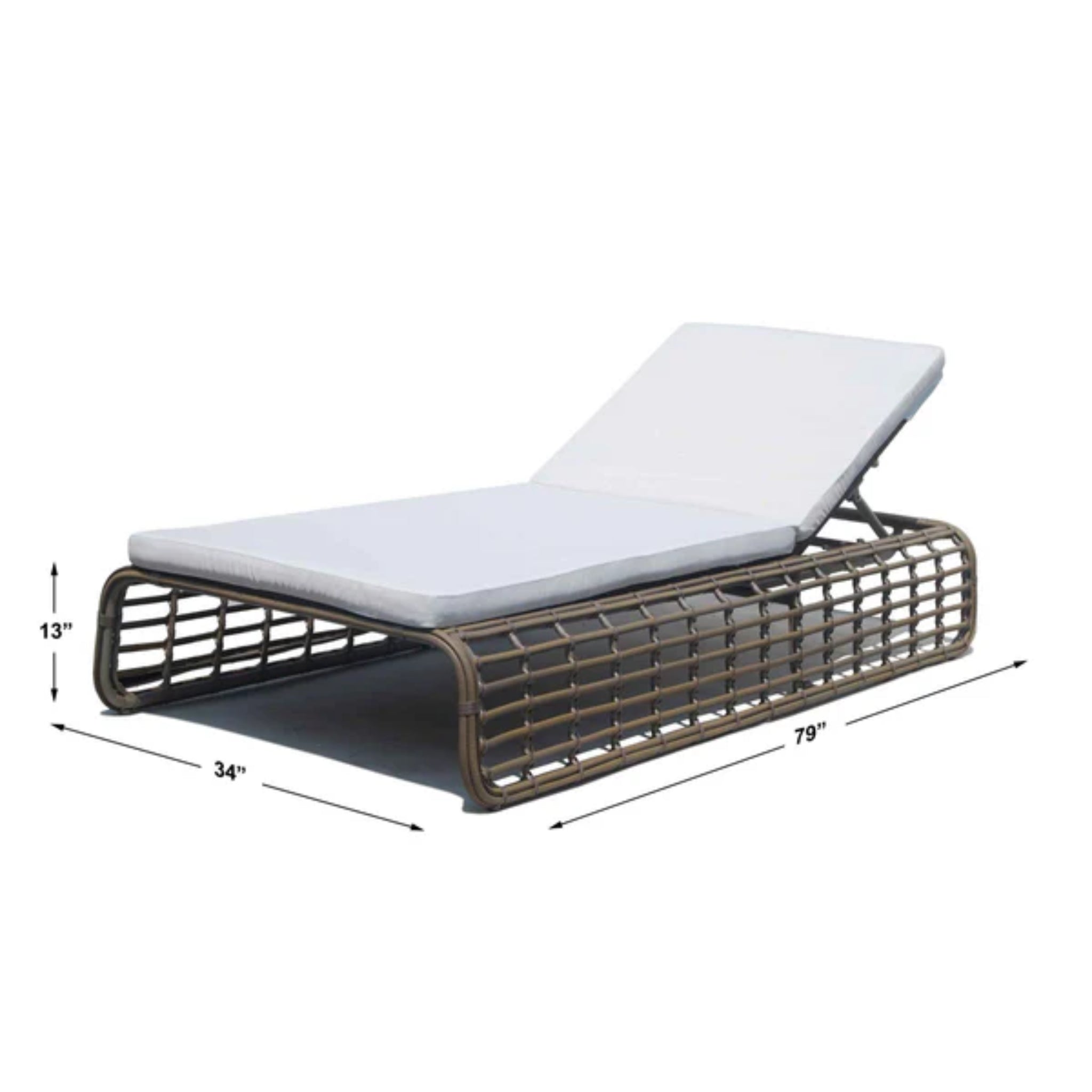 Skyline Design Ruby outdoor chaise lounge with mushroom woven fiber, ideal for poolside relaxation and outdoor lounging.