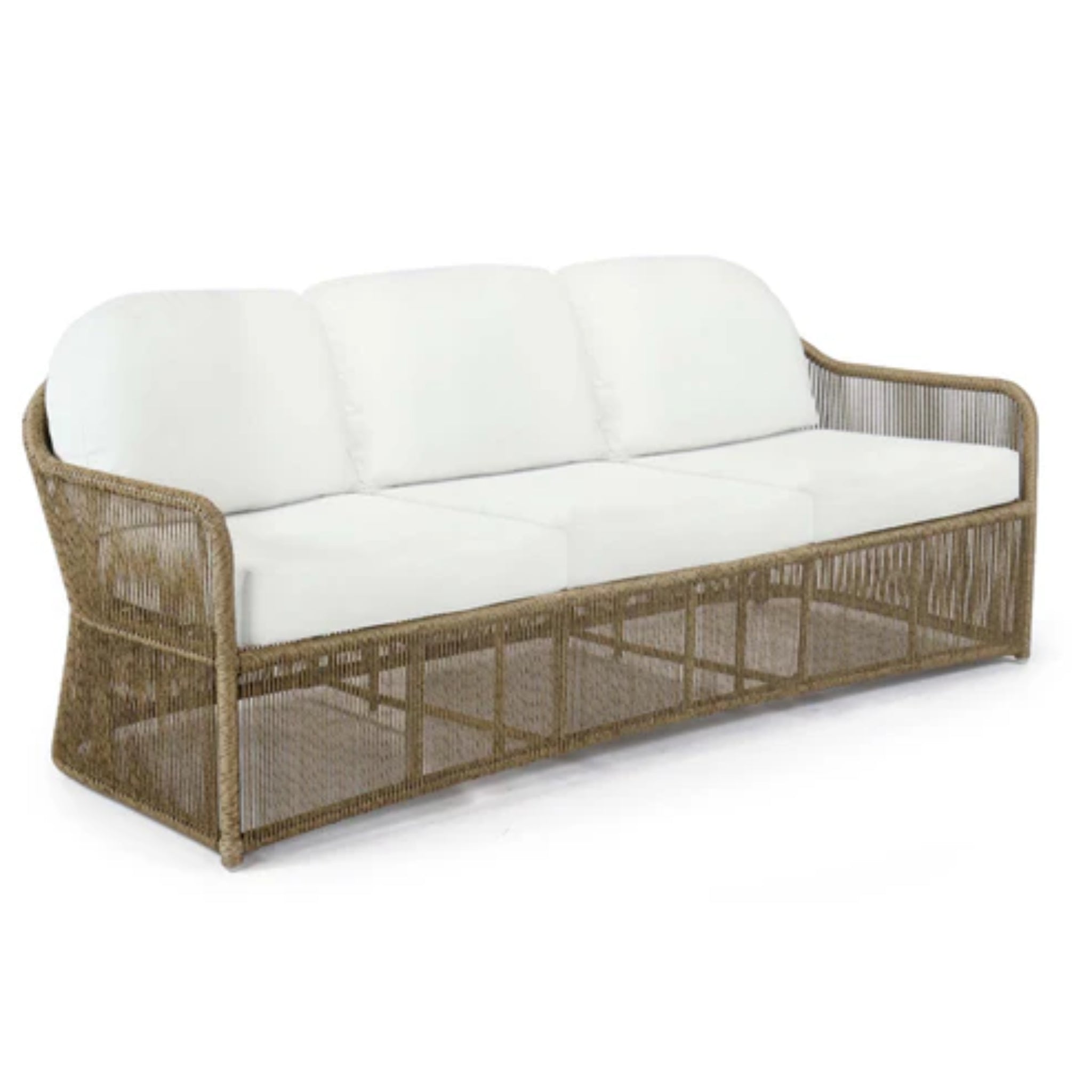 Skyline Design Calixto outdoor lounge set with sofa, chairs, and tables featuring Nigerian twist weave style.