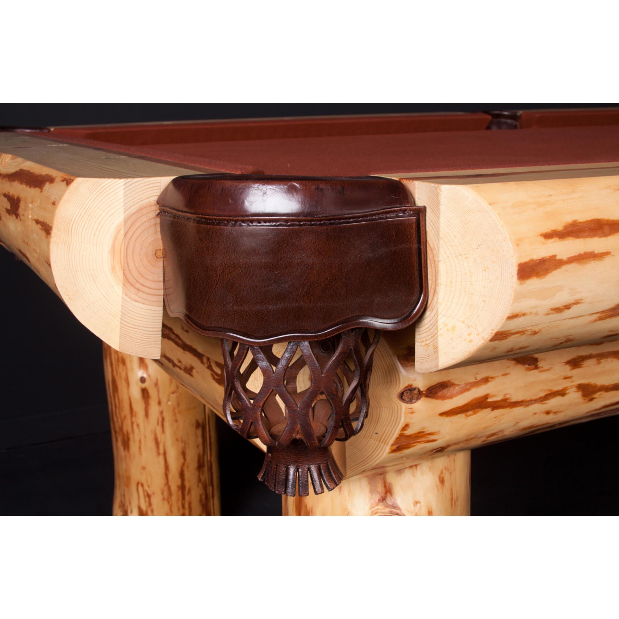 Rustic Viking Log Furniture Klondike Log Pool Table with solid wood construction and traditional billiards design.
