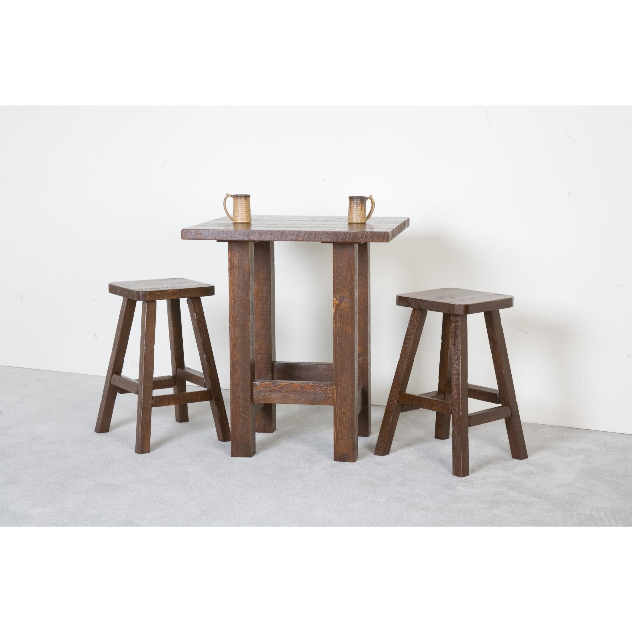 Dark Viking Log Furniture barnwood pub table made from reclaimed wood, rustic bar table for home or commercial use